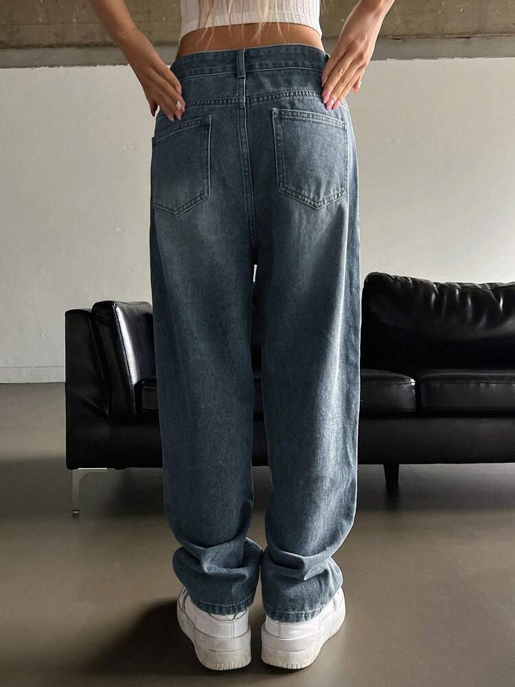 Slant Pocket Straight Leg Jeans