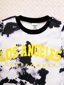 男嬰紮染字母圖案運動衫和運動褲 - 黑與白 - 查看 3