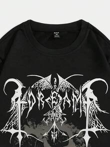 ROMWE MEN Goth Nam Đồ họa Chữ cái Áo nỉ - màu đen - Xem 4