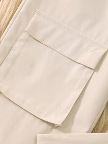 SHEIN Tween Girl Flap Pocket Side Pants - Apricot - View 5