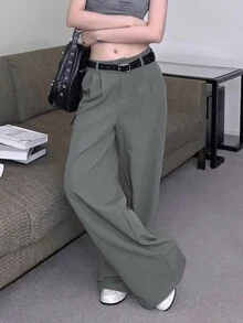 直腿阔腿西装裤（不含腰带）