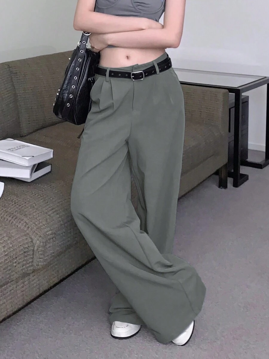 直腿阔腿西装裤（不含腰带）