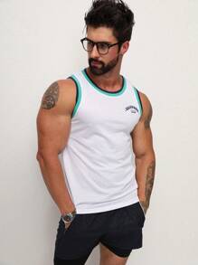 Gym Rark Áo ba lỗ thể thao họa tiết sọc phong cách bạn trai dành cho nam - trắng - Xem 1