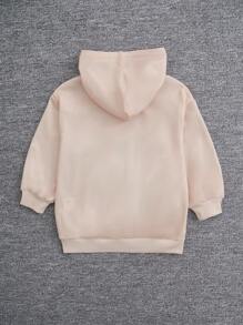 SHEIN Young Girl Bear & Letter Graphic Kangaroo Pocket Hoodie