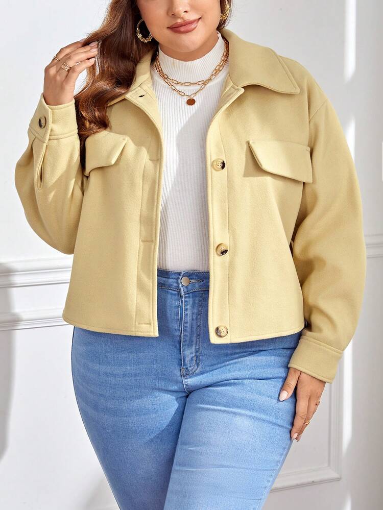 Plus Flap Detail Overcoat Winter Fall Autumn