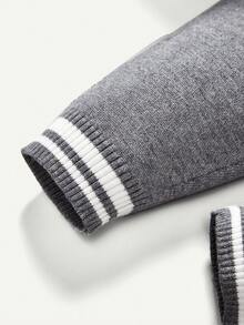 SHEIN 男嬰字母條紋飾邊套頭毛衣和針織褲 - 灰色 - 查看 4