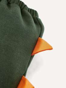 Cozy Pixies 男嬰卡通圖案插肩袖3D設計衛衣和衛褲 - 軍綠色 - 查看 5