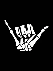 SHEIN LUNE 骷髏手掌圖案加絨內裏運動衫 - 黑色 - 查看 3