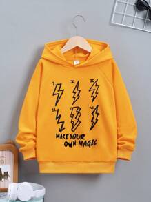 SHEIN Tween Boy Slogan Graphic Raglan Sleeve Sweatshirt - Yellow - View 1