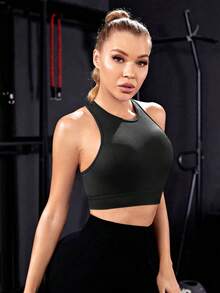 Cắt bỏ trở lại Thể thao Tank Top - màu đen - Xem 3