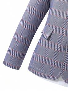 2入組青少年男孩盤領格紋長袖西裝外套和褲套裝（不包括襯衫） - 藍色 - 查看 4