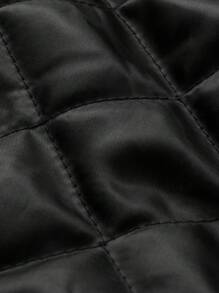 Chillumni Loose Men's Padded Coat With Embroidered Slogan Pattern And Striped Trimming - Khaki - View 4