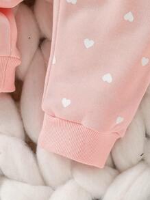 Baby Girl Heart & Unicorn Print Ruffle Trim Hoodie & Sweatpants - Pink - View 5