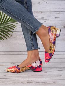 Random Pattern Women's Flat Shoes With Holiday Style, Floral Print, Lightweight, Non-slip, Low Heel Shoes - Multicolor - View 3