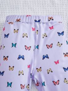 SHEIN Young Girl 2pcs Butterfly Print Leggings - Multicolor - View 4