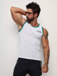Gym Rark Áo ba lỗ thể thao họa tiết sọc phong cách bạn trai dành cho nam - trắng - Xem 4