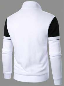 Manfinity Men Color Block Zip Up Sweatshirt - White - View 2