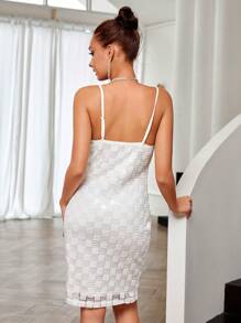 SHEIN Privé Đầm cami phía trước có nắp đậy chắc chắn - trắng - Xem 4