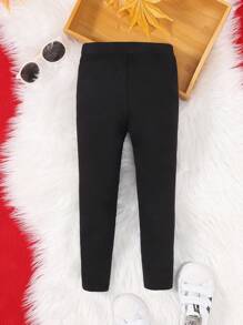 SHEIN Quần legging giữ nhiệt hình trái tim cô gái trẻ - màu đen - Xem 2
