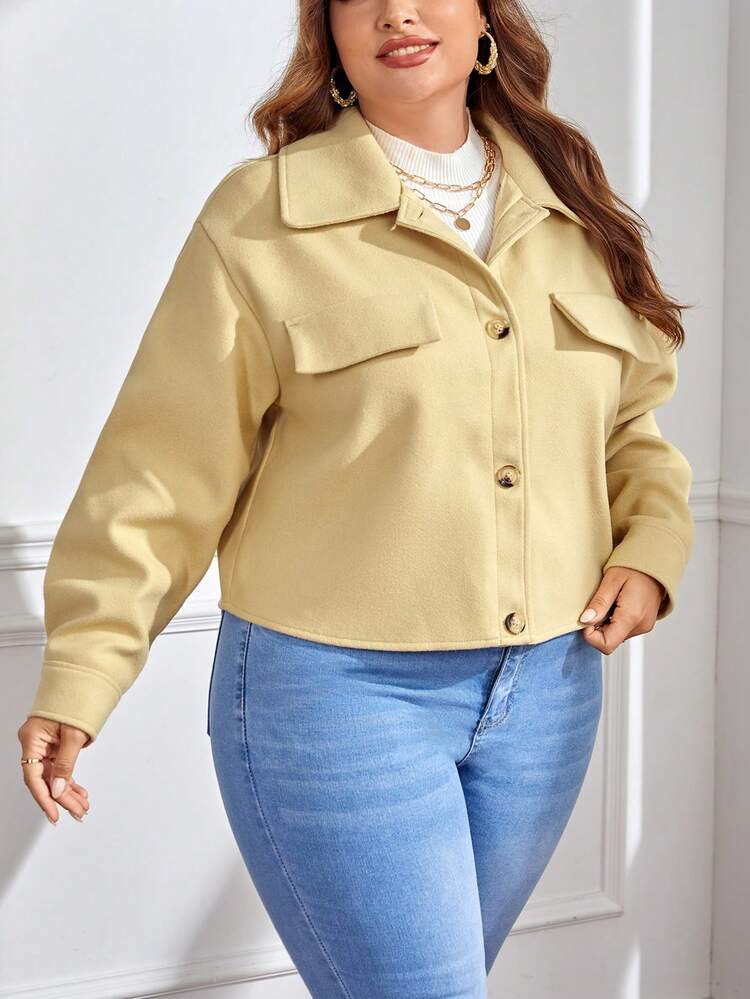 Plus Flap Detail Overcoat Winter Fall Autumn