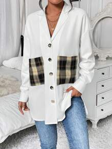 Chiquease Áo sơ mi trễ vai in họa tiết kẻ sọc - trắng - Xem 4