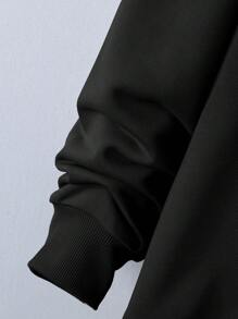 Manfinity LEGND Plus Size Men's Casual Sweetheart Letter Print Long Sleeve Hoodie - Black - View 4