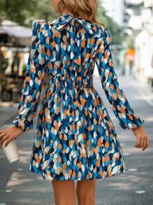 SHEIN VCAY 通體印花燈籠袖洋裝 - 彩色 - 查看 2