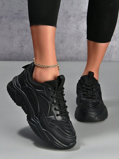 2025 Herbst Sneaker für Damen, Damen Outdoor bequeme rutschfeste atmungsaktive Rund Zeh Niedrig-Top Schnürschuhe