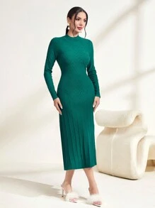 Modelyn Solid Mock Neck Sweater Dress Without Belt