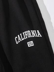 SHEIN Tween Boy Letter Graphic Thermal Lined Sweatpants - Black - View 6