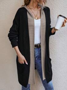 SHEIN LUNE Two Tone Drop Shoulder Cardigan - Multicolor - View 5