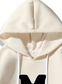 Manfinity Homme Men Plus Letter Graphic Kangaroo Pocket Drawstring Hoodie & Sweatpants - Multicolor - View 4