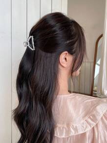 DAZY 珍珠装饰发爪适合女性日常使用优雅爪夹发夹发夹发钳发夹发夹接发夹 - 復古銀色 - 查看 6