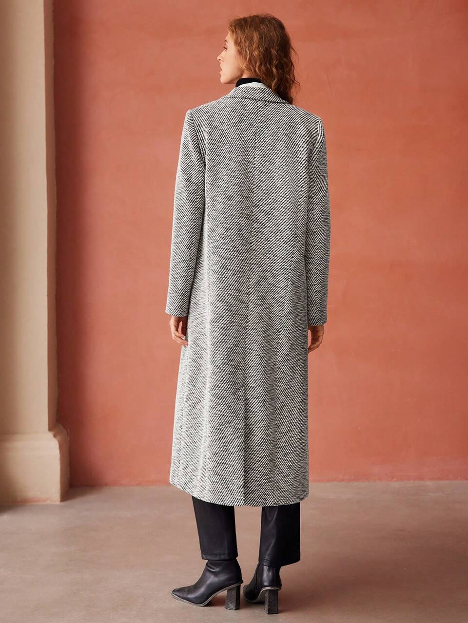 STRIPED VISCOSE-BLEND COAT