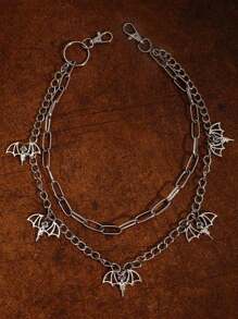 ROMWE Goth 1 chiếc quần lót nhiều lớp họa tiết dơi dành cho nữ, Halloween - Bạc - Xem 2