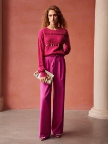 MOTF PREMIUM 羊毛混紡亮片裝飾毛衣 - 玫紅色 - 查看 8