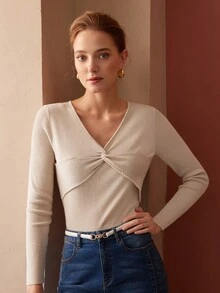 MOTF PREMIUM ÁO LEN CASHMERE MIX XOẮN - Màu be - Xem 4