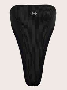 SHEIN ICON 字母圖形高筒黑色連體褲 - 黑色 - 查看 6