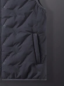 男士拉鏈開襟加絨內裏背心 - 灰色 - 查看 3