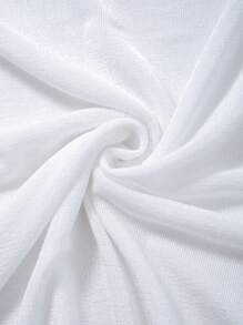 SHEIN EZwear 白色頂部,束緊腰部收集,側邊束繩不對稱的下擺 - 白色 - 查看 3