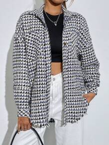 Flirla Geo Print Opuszczane ramiona Płaszcz