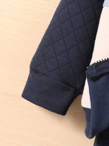 Young Boy 1pc Colorblock Letter Patched Detail Zipper Hooded Jacket & 1pc Sweatpants - Multicolor - View 6