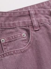 DAZY Jeans De Pierna Ancha Sólida - Lila Púrpura - Ver 4