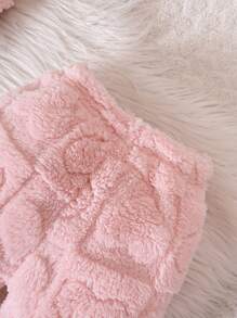 Baby Girl Solid Teddy Hoodie & Pants - Baby Pink - View 7