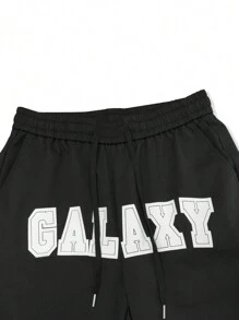 Manfinity EMRG 男士星星&字母圖形束腰寬鬆運動褲 - 黑色 - 查看 5