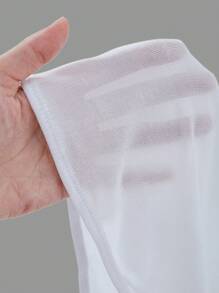 SHEIN EZwear 白色頂部,束緊腰部收集,側邊束繩不對稱的下擺 - 白色 - 查看 5