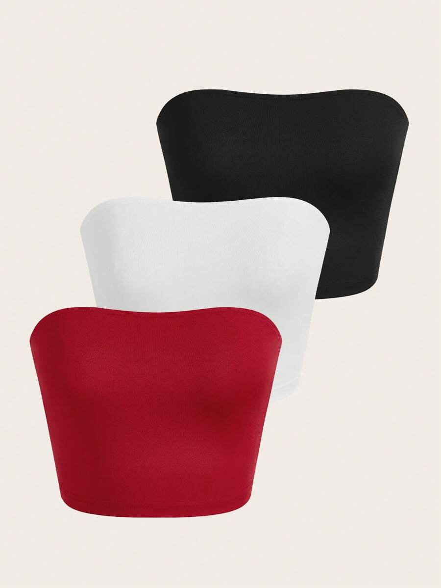 SHEIN Unity 3 piezas Top bandeau unicolor - Multicolor - Ver 1