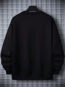 男士卡通字母圖案衛衣 - 黑色 - 查看 2