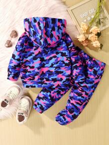 女嬰迷彩印花連帽衫和運動褲 - 彩色 - 查看 2