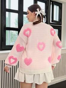 SHEIN Qutie Hơn Hình trái tim Lê Kết cườm Thả vai Áo len - Nhiều màu - Xem 2